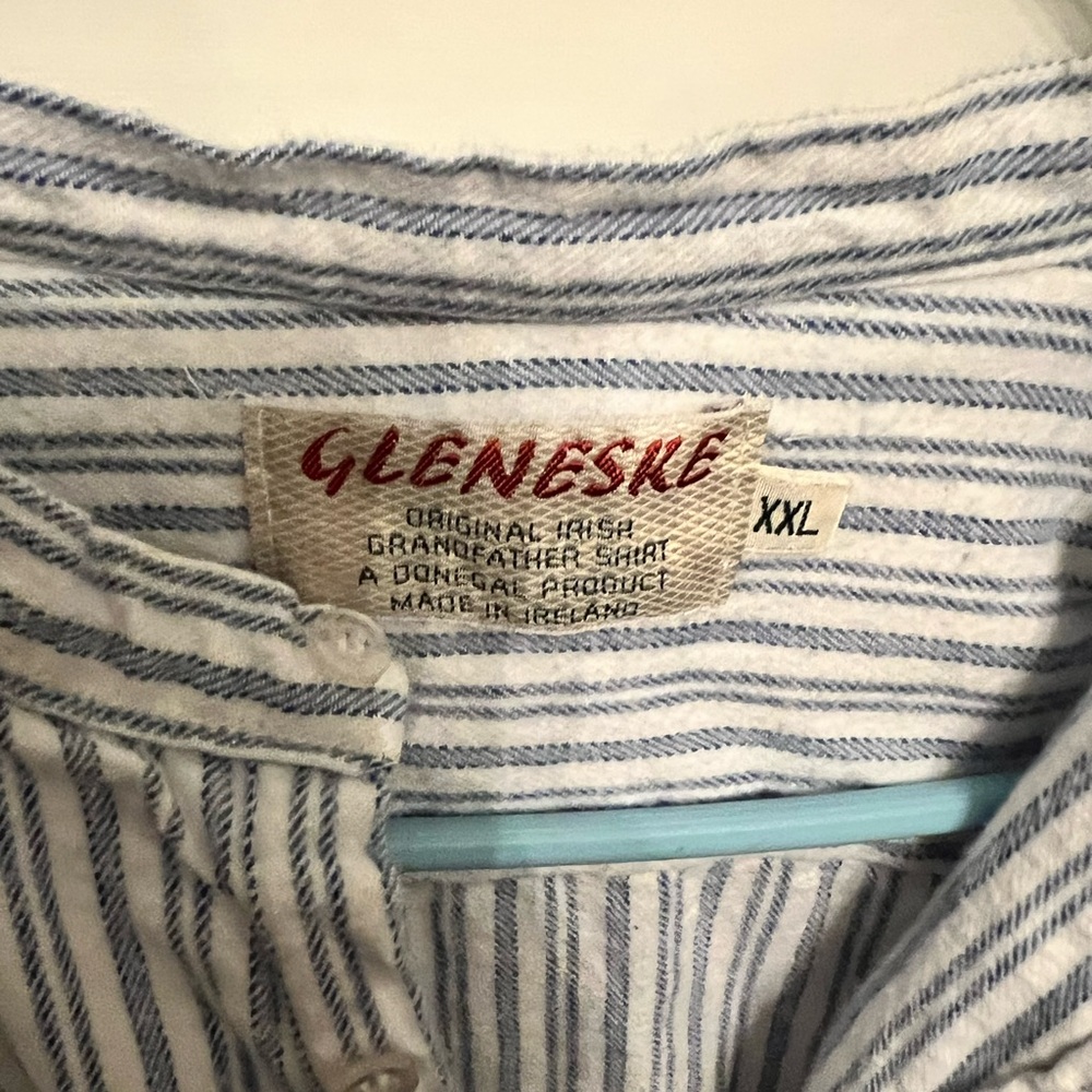 White and Blue Striped Men's Casual Shirt